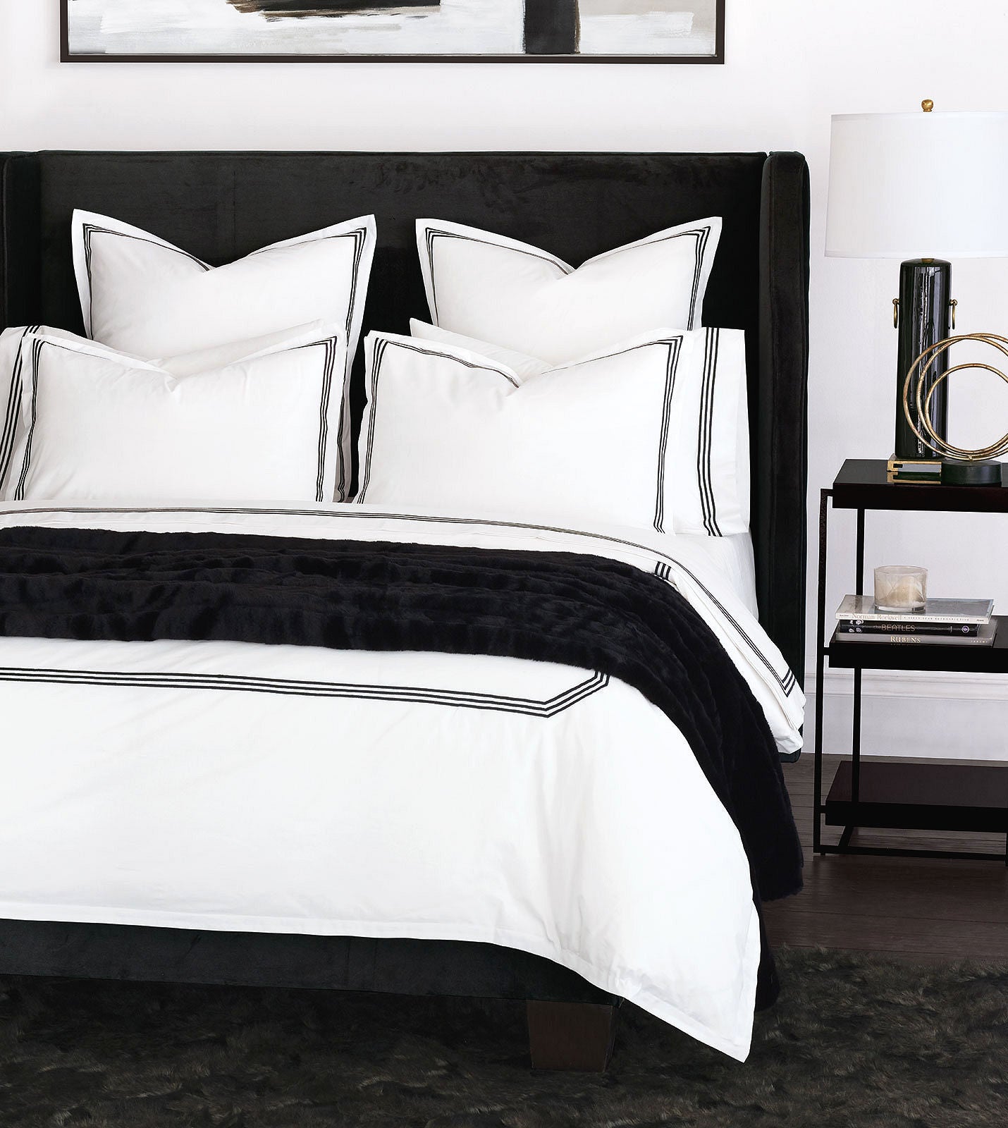 Classic Chic Black Triple-Stripe Luxury Bedding - Bedding Luxuries