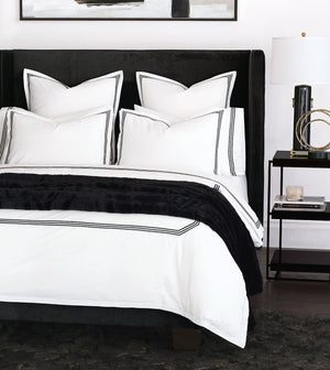 Classic Chic Black Triple Stripe Duvet Cover - Bedding Luxuries