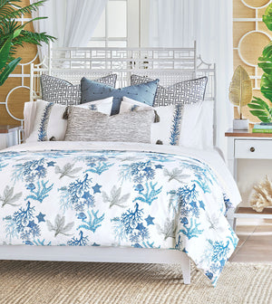 Blue Ocean Upholstered Ottoman - Bedding Luxuries