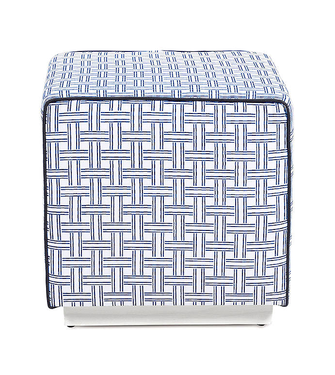 Blue Ocean Upholstered Ottoman - Bedding Luxuries