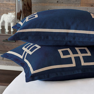 Indigo Isle Fret Appliqué Bedding Collection - Nautical Luxuries