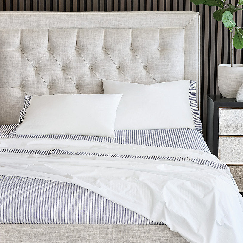 Vintage Navy Ticking Stripe Sheet Set - Bedding Luxuries