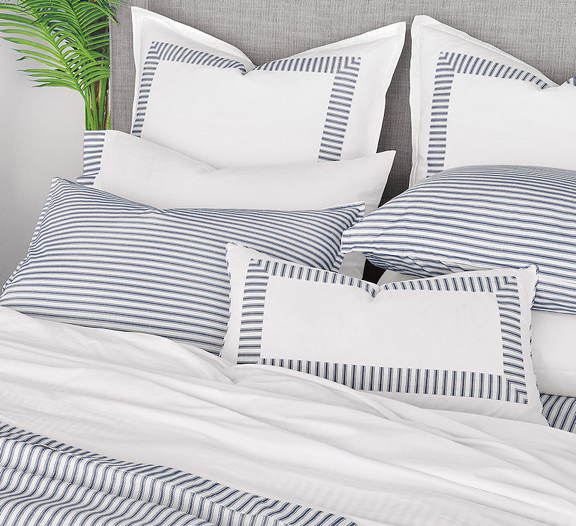 Vintage Navy Ticking Stripe Luxury Bedding - Bedding Luxuries