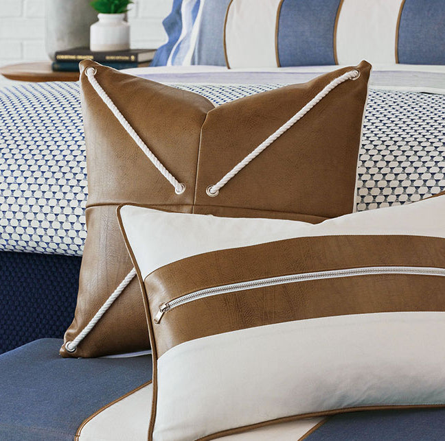 Bristol Beach Faux Leather Accent Pillow - Bedding Luxuries