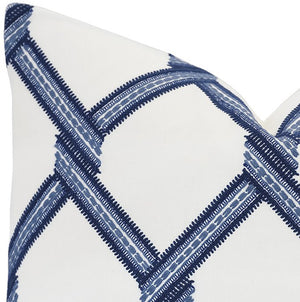 Blue Lattice Accent Pillow - Nautical Luxuries