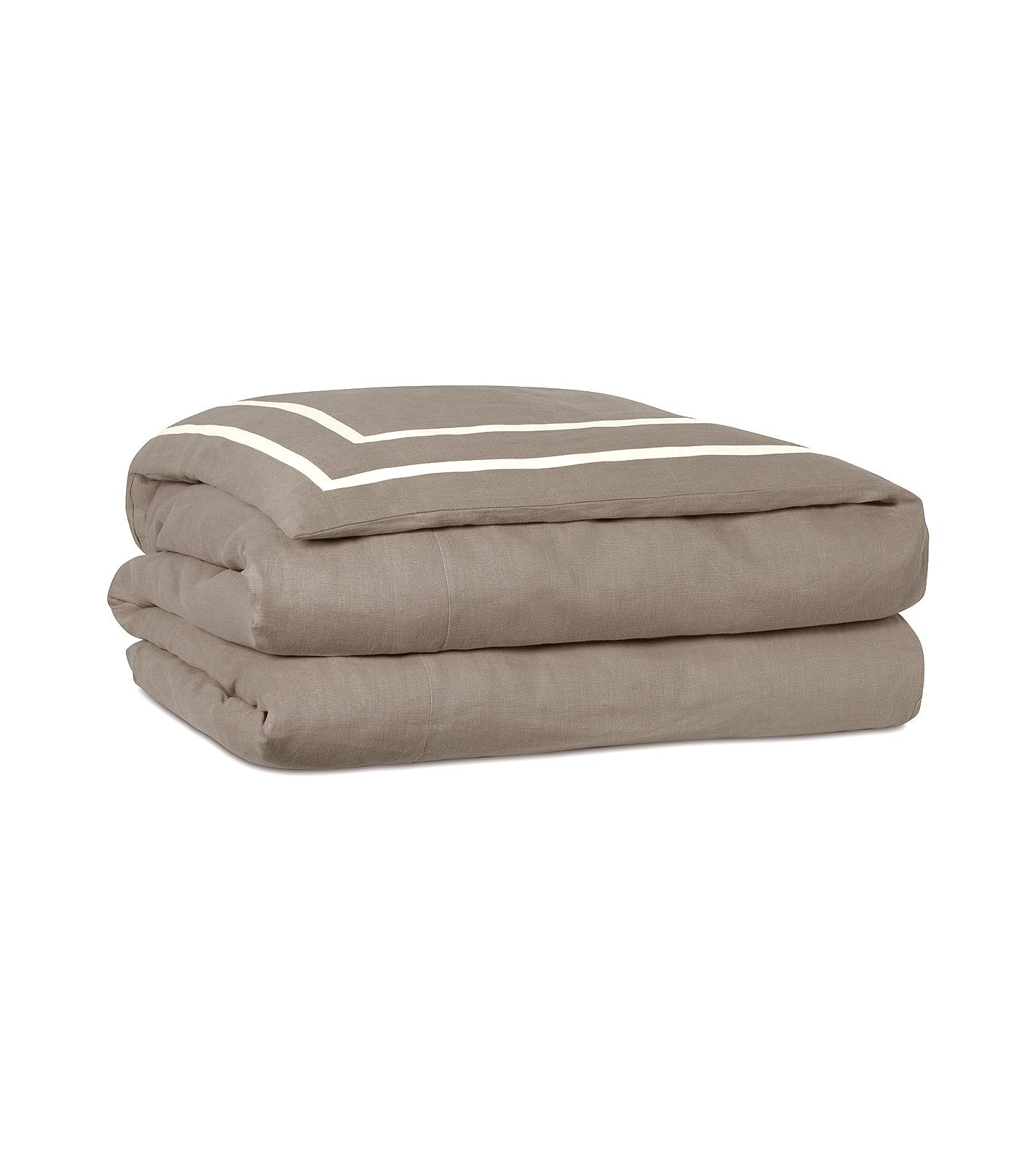 Soothing Stone Fret Appliqué Linen Duvet Cover - Bedding Luxuries